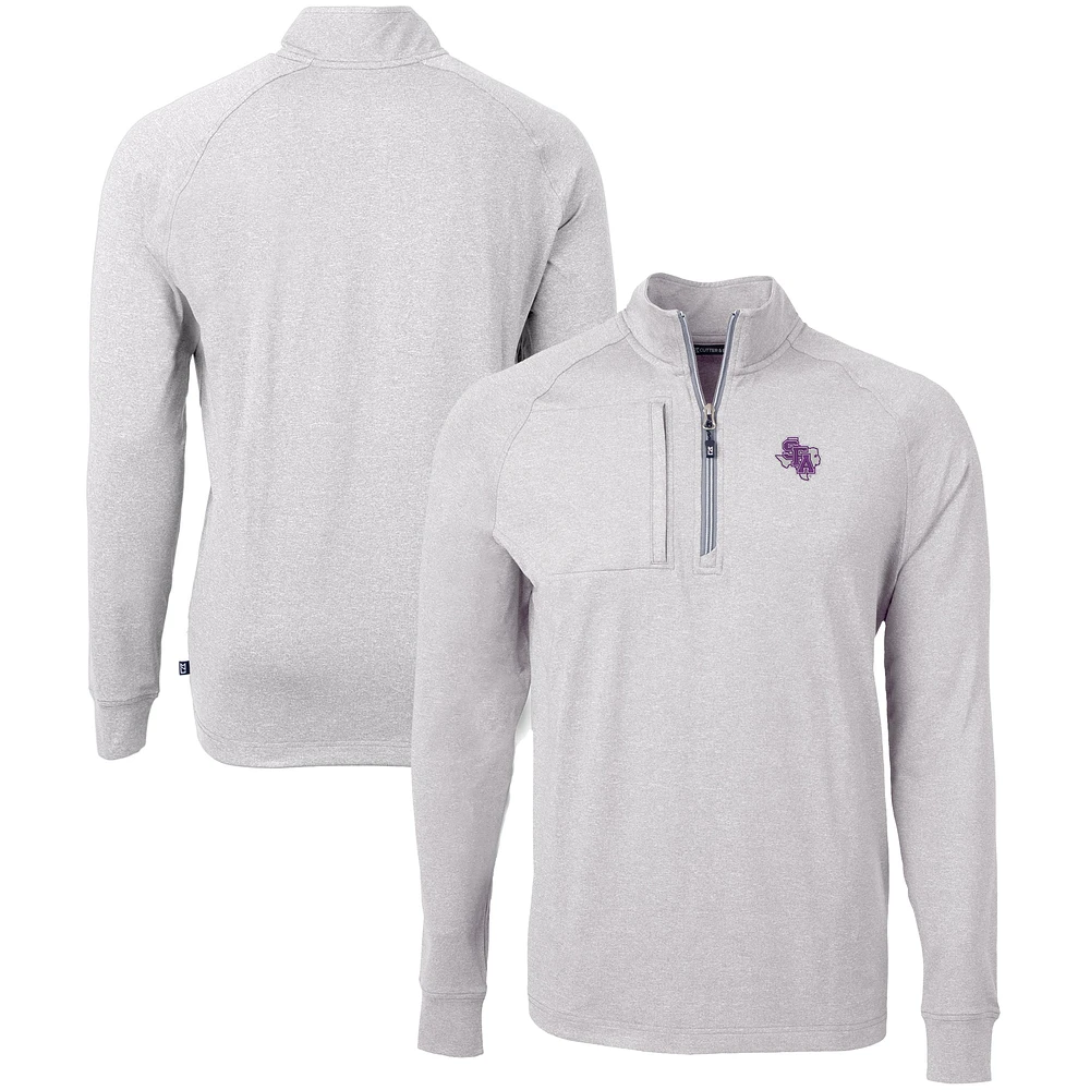 Men's Cutter & Buck Heather Gray Stephen F Austin Lumberjacks Big Tall Adapt Eco Knit Quarter-Zip Pullover Top