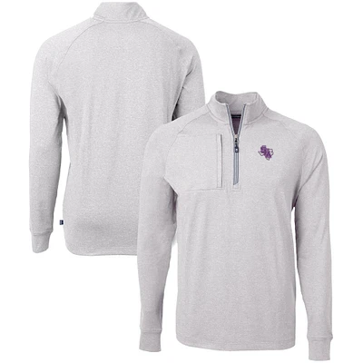 Men's Cutter & Buck  Heather Gray Stephen F Austin Lumberjacks Big Tall Adapt Eco Knit Quarter-Zip Pullover Top