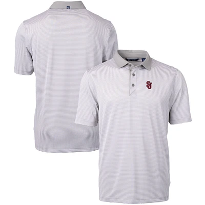 Men's Cutter & Buck  Gray/White St. John's Red Storm Big Tall Virtue Eco Pique Micro Stripe Recycled Polo