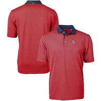 Men's Cutter & Buck Navy/ St. John's Red Storm Big Tall Virtue Eco Pique Micro Stripe Recycled Polo