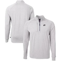 Men's Cutter & Buck  Heather Gray UTEP Miners Big Tall Adapt Eco Knit Quarter-Zip Pullover Top