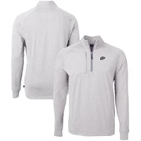 Men's Cutter & Buck  Heather Gray UTEP Miners Big Tall Adapt Eco Knit Quarter-Zip Pullover Top