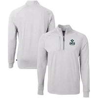 Men's Cutter & Buck  Heather Gray UNC Wilmington Seahawks Big Tall Adapt Eco Knit Quarter-Zip Pullover Top