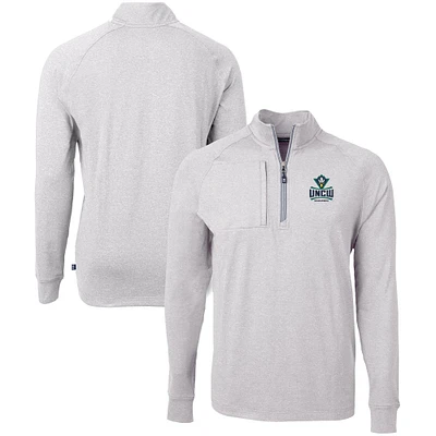 Men's Cutter & Buck  Heather Gray UNC Wilmington Seahawks Big Tall Adapt Eco Knit Quarter-Zip Pullover Top