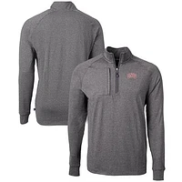 Men's Cutter & Buck  Heather Black UNLV Rebels Big Tall Adapt Eco Knit Quarter-Zip Pullover Top