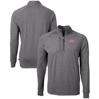 Men's Cutter & Buck  Heather Black UNLV Rebels Big Tall Adapt Eco Knit Quarter-Zip Pullover Top