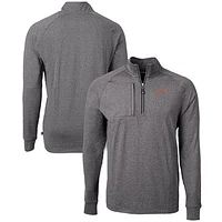 Men's Cutter & Buck  Heather Black Pacific Tigers Big Tall Adapt Eco Knit Quarter-Zip Pullover Top