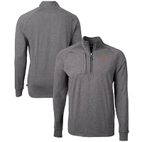 Men's Cutter & Buck  Heather Black Pacific Tigers Big Tall Adapt Eco Knit Quarter-Zip Pullover Top