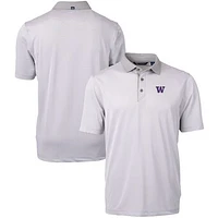 Men's Cutter & Buck  Gray/White Washington Huskies Big Tall Virtue Eco Pique Micro Stripe Recycled Polo