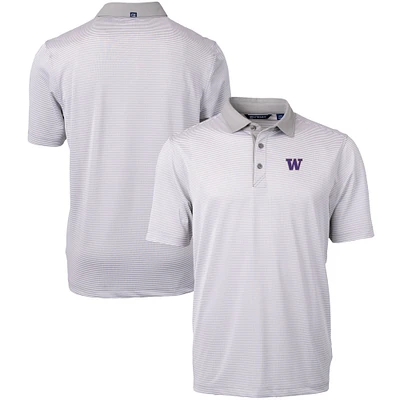 Men's Cutter & Buck  Gray/White Washington Huskies Big Tall Virtue Eco Pique Micro Stripe Recycled Polo