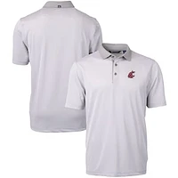 Men's Cutter & Buck  Gray/White Washington State Cougars Big Tall Virtue Eco Pique Micro Stripe Recycled Polo