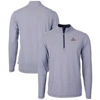 Men's Cutter & Buck  Navy/White Gonzaga Bulldogs Big Tall Virtue Eco Pique Micro Stripe Recycled Quarter-Zip Pullover Top