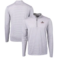 Men's Cutter & Buck  Gray/White Gonzaga Bulldogs Big Tall Virtue Eco Pique Micro Stripe Recycled Quarter-Zip Pullover Top