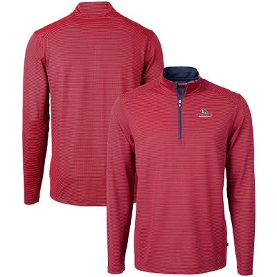 Men's Cutter & Buck Navy/ Gonzaga Bulldogs Big Tall Virtue Eco Pique Micro Stripe Recycled Quarter-Zip Pullover Top
