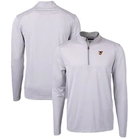 Men's Cutter & Buck  Gray/White Texas-Rio Grande Valley Vaqueros Big Tall Virtue Eco Pique Micro Stripe Recycled Quarter-Zip Pullover Top