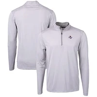 Men's Cutter & Buck  Gray/White Tulsa Golden Hurricane Big Tall Virtue Eco Pique Micro Stripe Recycled Quarter-Zip Pullover Top