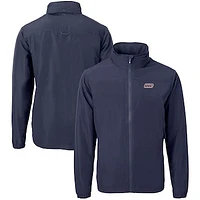 Men's Cutter & Buck  Navy UIC Flames Big Tall Charter Eco Knit Recycled Full-Zip Jacket