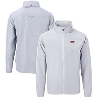 Men's Cutter & Buck  Gray UIC Flames Big Tall Charter Eco Knit Recycled Full-Zip Jacket