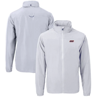 Men's Cutter & Buck  Gray UIC Flames Big Tall Charter Eco Knit Recycled Full-Zip Jacket