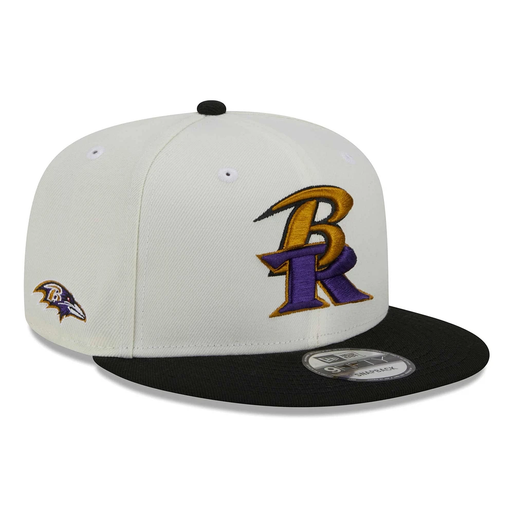 Men's New Era Cream/Black Baltimore Ravens City Originals 9FIFTY Snapback Hat