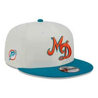 Men's New Era Cream/Aqua Miami Dolphins City Originals 9FIFTY Snapback Hat