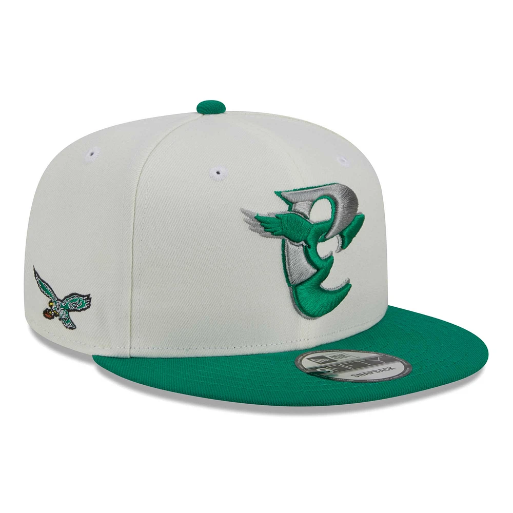 Men's New Era Cream/Kelly Green Philadelphia Eagles City Originals 9FIFTY Snapback Hat