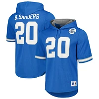 Men's Mitchell & Ness Barry Sanders Blue Detroit Lions Retired Player Mesh Name & Number Hoodie T-Shirt