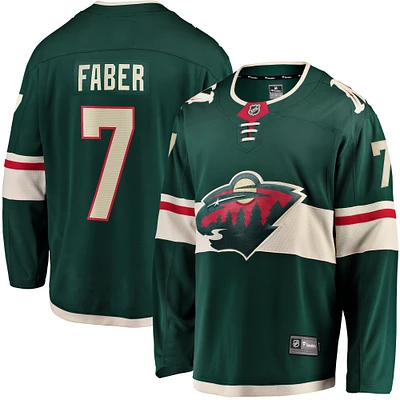 Men's Fanatics Brock Faber Green Minnesota Wild Home Breakaway Player Jersey