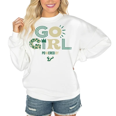 Women's Gameday Couture White South Florida Bulls PoweredBy Go Girl Premium Pullover Sweatshirt