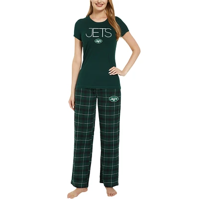 Women's Concepts Sport Green/Black New York Jets Arctic T-Shirt & Flannel Pants Sleep Set