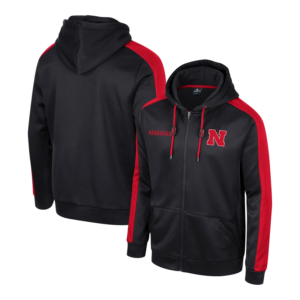 Men's Colosseum  Black Nebraska Huskers Reese Full-Zip Hoodie