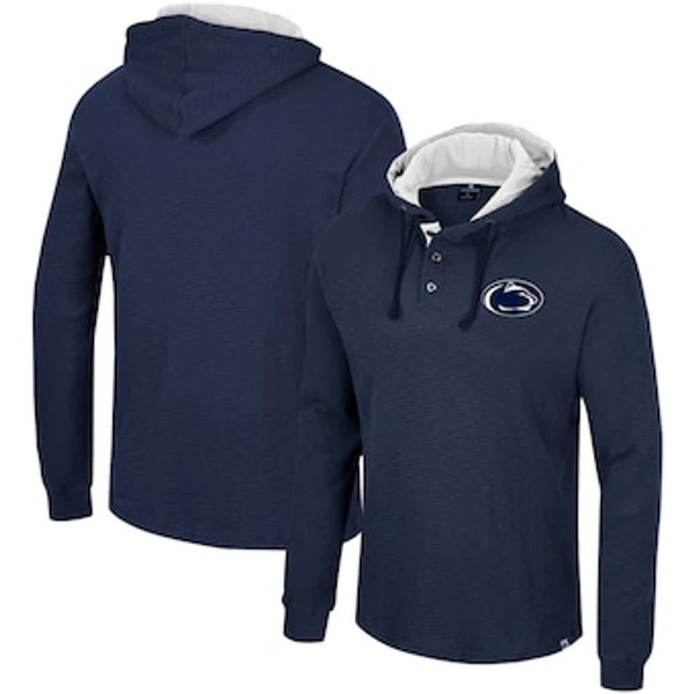 Men's Colosseum Navy Penn State Nittany Lions Affirmative Thermal Hoodie Long Sleeve T-Shirt