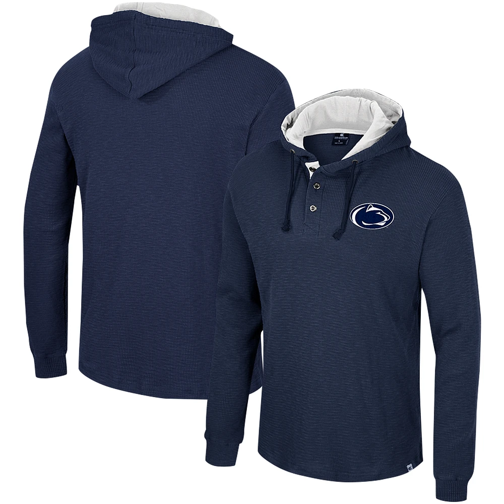 Men's Colosseum Navy Penn State Nittany Lions Affirmative Thermal Hoodie Long Sleeve T-Shirt