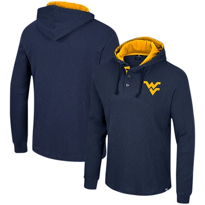 Men's Colosseum Navy West Virginia Mountaineers Affirmative Thermal Hoodie Long Sleeve T-Shirt