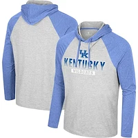 Men's Colosseum  Heather Gray Kentucky Wildcats Hasta La Vista Raglan Hoodie Long Sleeve T-Shirt