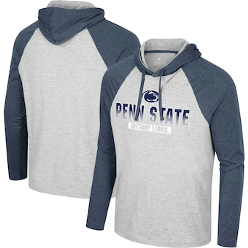 Men's Colosseum  Heather Gray Penn State Nittany Lions Hasta La Vista Raglan Hoodie Long Sleeve T-Shirt