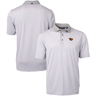 Men's Cutter & Buck  Gray/White Oregon State Beavers Big Tall Virtue Eco Pique Micro Stripe Recycled Polo
