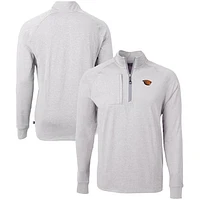 Men's Cutter & Buck Heather Oregon State Beavers Big Tall Adapt Eco Knit Quarter-Zip Pullover Top