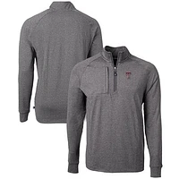 Men's Cutter & Buck  Heather Black Texas Tech Red Raiders Big Tall Adapt Eco Knit Quarter-Zip Pullover Top