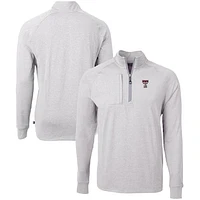 Men's Cutter & Buck  Heather Gray Texas Tech Red Raiders Big Tall Adapt Eco Knit Quarter-Zip Pullover Top