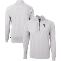 Men's Cutter & Buck  Heather Gray Texas Tech Red Raiders Big Tall Adapt Eco Knit Quarter-Zip Pullover Top