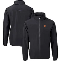 Men's Cutter & Buck  Black Clemson Tigers Big & Tall Charter Eco Knit Recycled Full-Zip Jacket