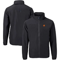 Men's Cutter & Buck  Black Clemson Tigers Big & Tall Charter Eco Knit Recycled Full-Zip Jacket
