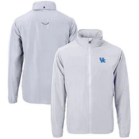 Men's Cutter & Buck  Gray Kentucky Wildcats Big & Tall Charter Eco Knit Recycled Full-Zip Jacket