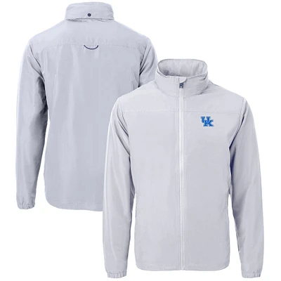 Men's Cutter & Buck  Gray Kentucky Wildcats Big & Tall Charter Eco Knit Recycled Full-Zip Jacket