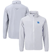 Men's Cutter & Buck  Gray Kentucky Wildcats Big & Tall Charter Eco Knit Recycled Full-Zip Jacket