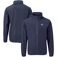 Men's Cutter & Buck  Navy North Carolina Tar Heels Big Tall Charter Eco Knit Recycled Full-Zip Jacket
