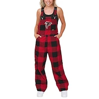 Women's FOCO Red Atlanta Falcons Big Logo Plaid Overalls