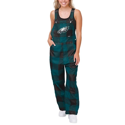 Women's FOCO Green Philadelphia Eagles Big Logo Plaid Overalls