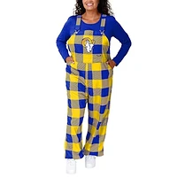 Women's FOCO Royal Los Angeles Rams Big Logo Plaid Overalls